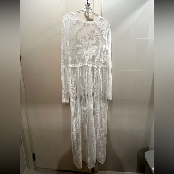 Sheer white floral cover up dress M - Picture 2 of 6